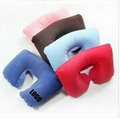 Flocked Inflatable Travel Pillow for Neck Rest